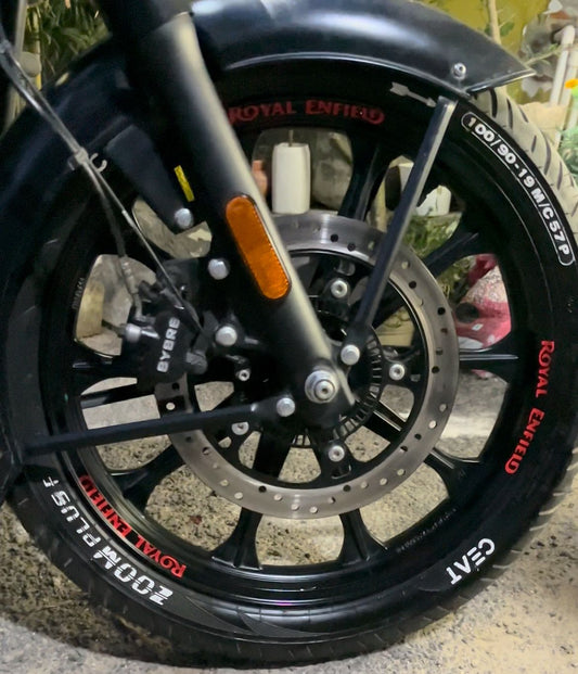 ROYAL ENFIELD Radium Stickers (12 Pcs)| 2 PAINT MARKER (2 )| MULTICOLOR PREMIUM STICKERS | ALL RE 350 & 650 bikes | BOTH TYRES