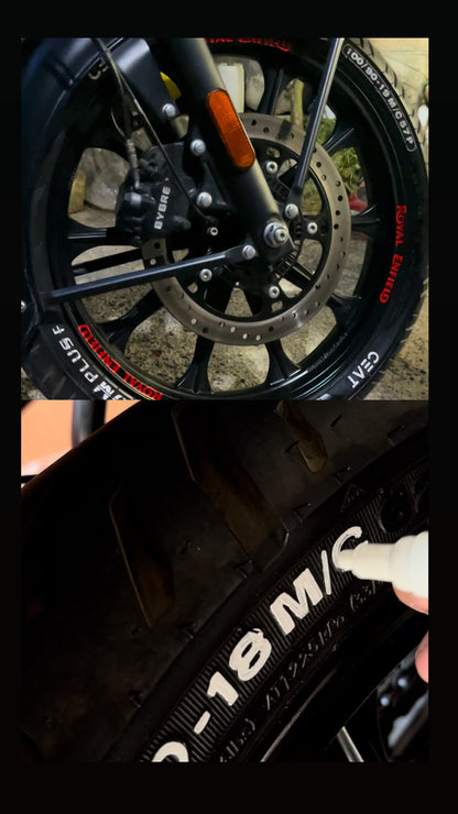 ROYAL ENFIELD Radium Stickers (12 Pcs)| 2 PAINT MARKER (2 )| MULTICOLOR PREMIUM STICKERS | ALL RE 350 & 650 bikes | BOTH TYRES