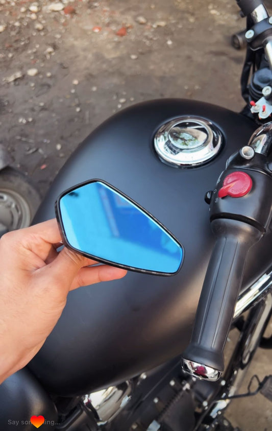 PREMIUM CARBON FIBRE COATED | TINTED BAR END MIRRORS | FOR ROYAL ENFIELD & ALL BIKES
