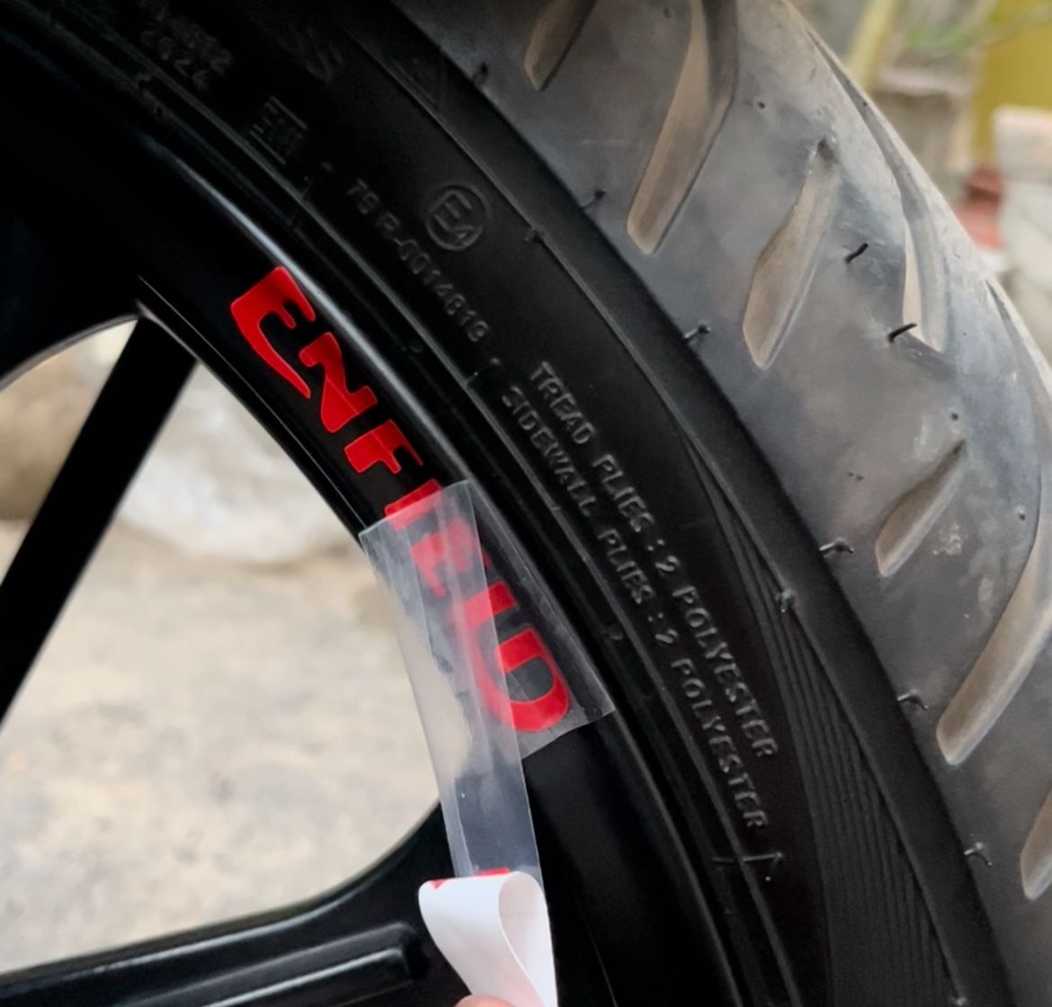 ROYAL ENFIELD Radium Stickers (12 Pcs)| 2 PAINT MARKER (2 )| MULTICOLOR PREMIUM STICKERS | ALL RE 350 & 650 bikes | BOTH TYRES